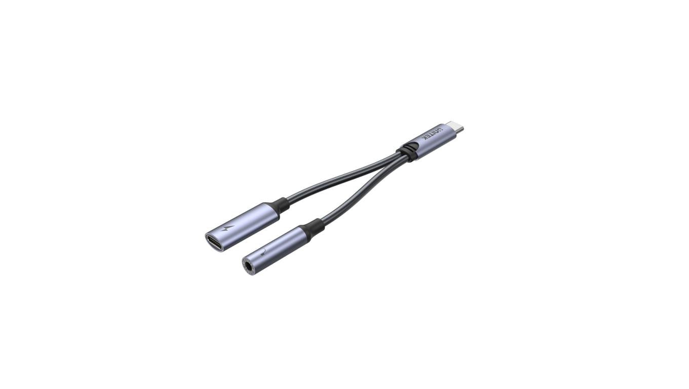 Unitek Adapter USB-C na minijack 3,5mm i USB-C 60W
