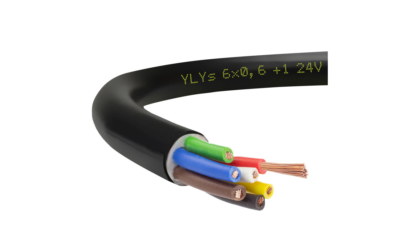 Przewód przyczepowy samochodowy YLYs 6x0,6 + 1x1 24V Elektrokabel /100m/