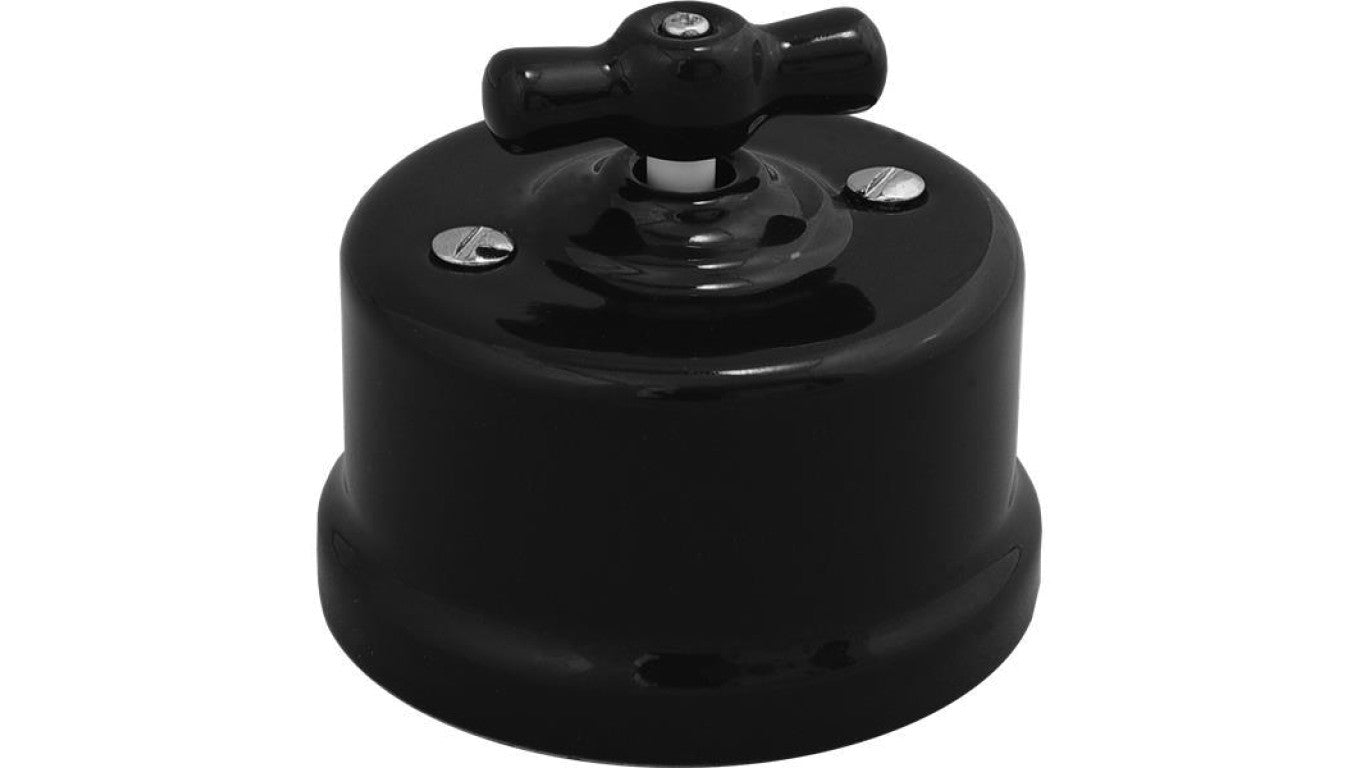 Łącznik krzyżowy obrotowy natynkowy Retro ceramic 10A-250V~, czarny