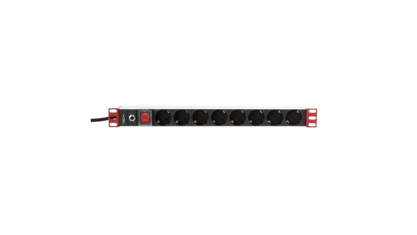 Listwa Zasilająca PDU Rack 1U 250V/16A 8x Schuko Kabel 3m
