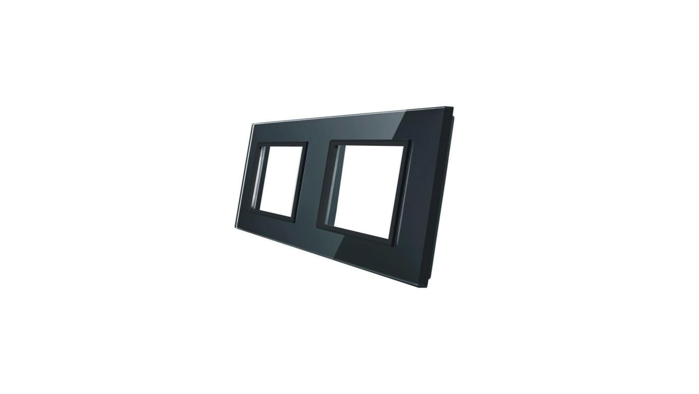 Livolo PODWÓJNA CZARNA RAMKA SZKLANA 150 x 80mm GPF-2-62
