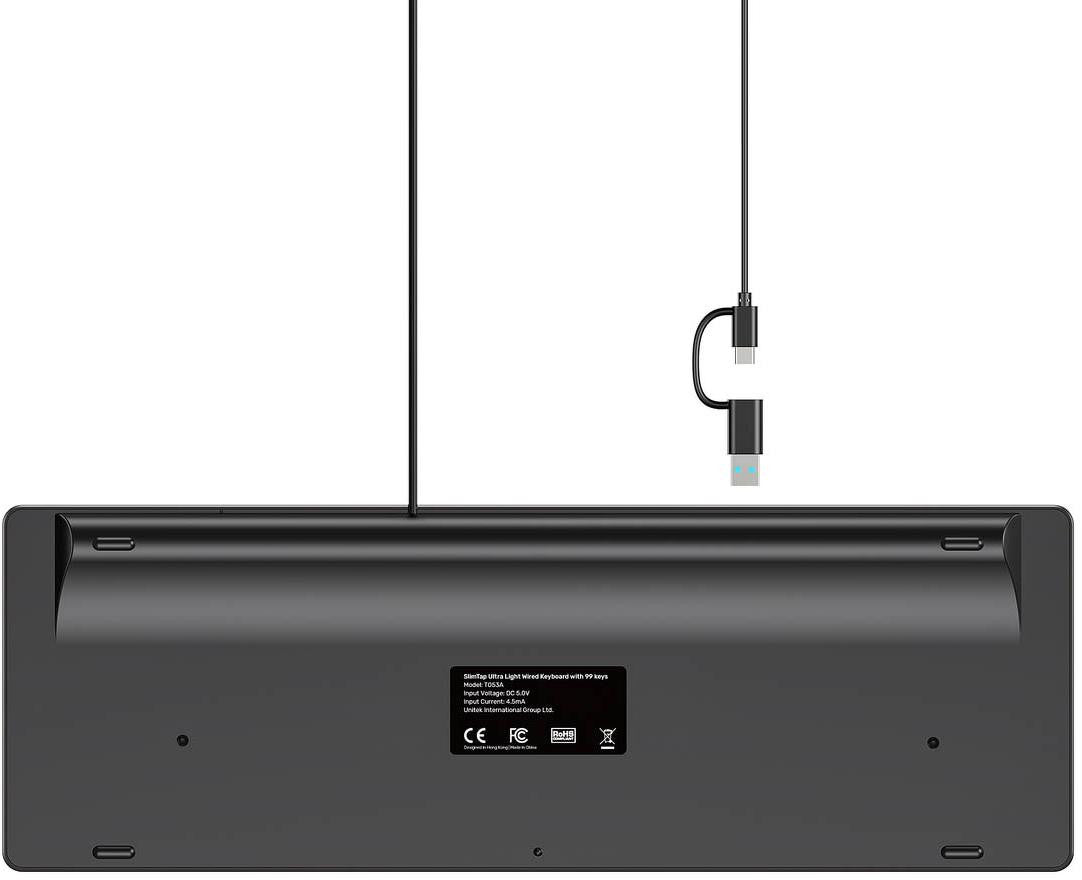 Klawiatura przewodowa Unitek SlimTap USB-C/USB-A