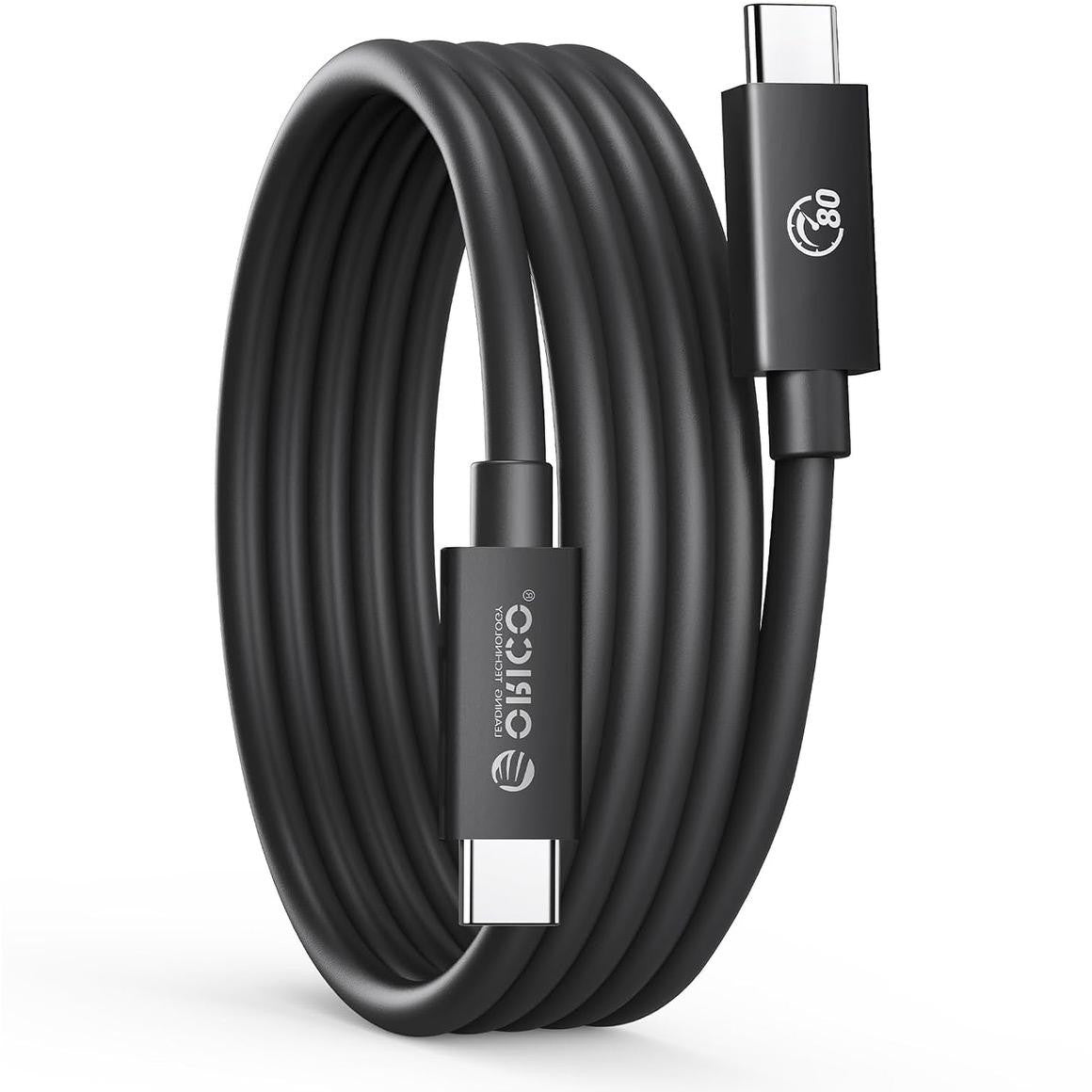 Orico Przewód Thunderbolt 5 USB-C 80Gbps, 240W, 8K@60Hz, 1,5m, czarny
