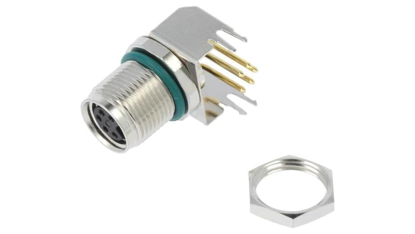 Złącze M8 żeński 5-PIN kątowe 90 na PCB gniazdo 1,5A IP68 M8AS-05PFFR-SF8001