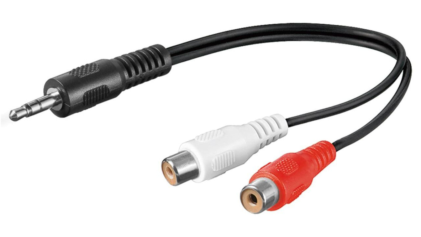 Kabel adaptera audio 3,5 mm, wtyk na gniazdo cinch stereo - Długość kabla 0.2 m