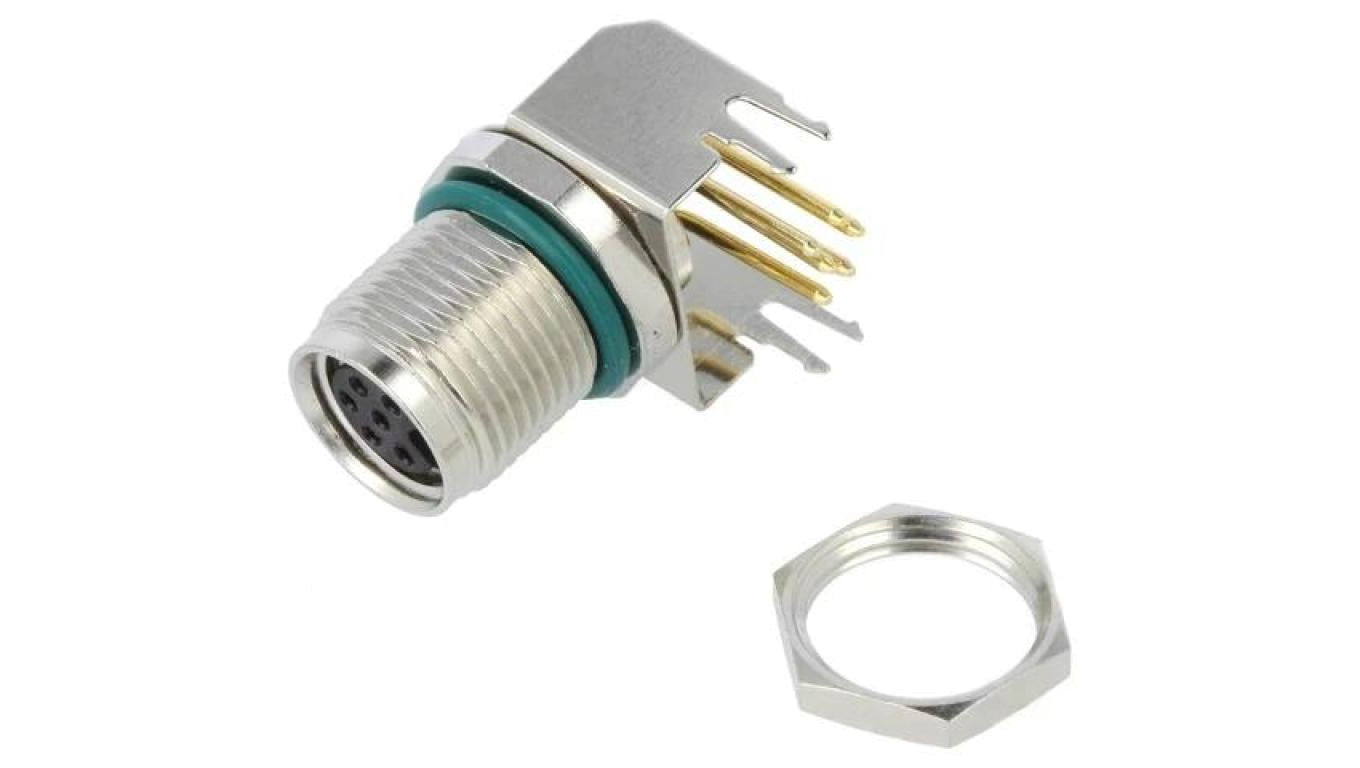 Złącze M8 żeński 6-PIN kątowe 90 na PCB gniazdo 1,5A IP68 M8AS-06PFFR-SF8001