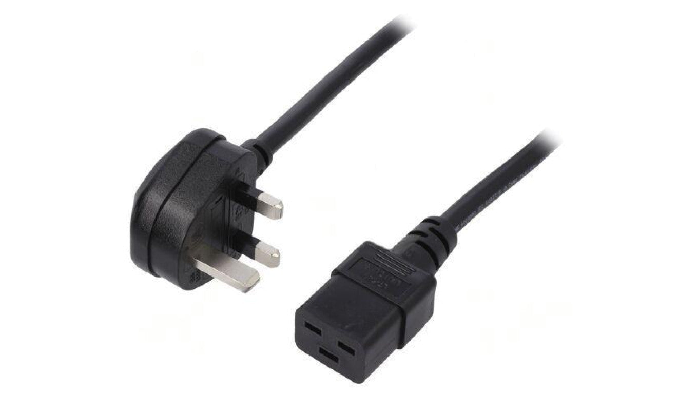 Kabel: 3x1,5mm2, BS 1363 (G) wtyk,IEC C19 żeński, 5m LT-318(13A)+549 3X1.5 BLK 5M