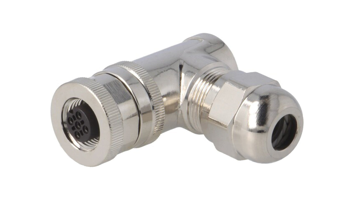 Złącze okrągłe M12 żeńskie kątowe ekranowane 4-PIN 250V PG9 T4112012041-000