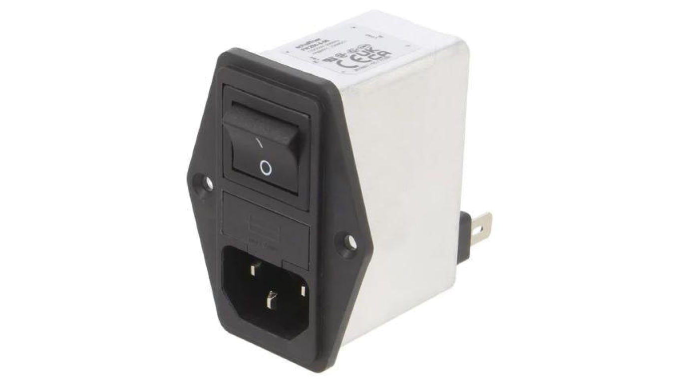 Złącze zasilające AC męskie 4A 250VAC C14 (E) 1mH FN284-4-06
