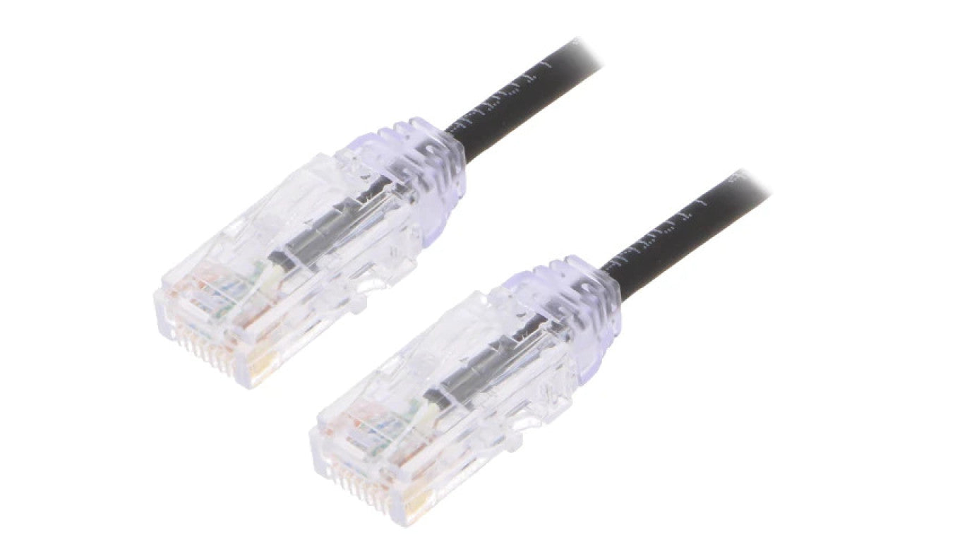 Patch cord TX6A-28™,U/UTP 6a drut Cu LSZH czarny 1m 28AWG UTP28X1MBL