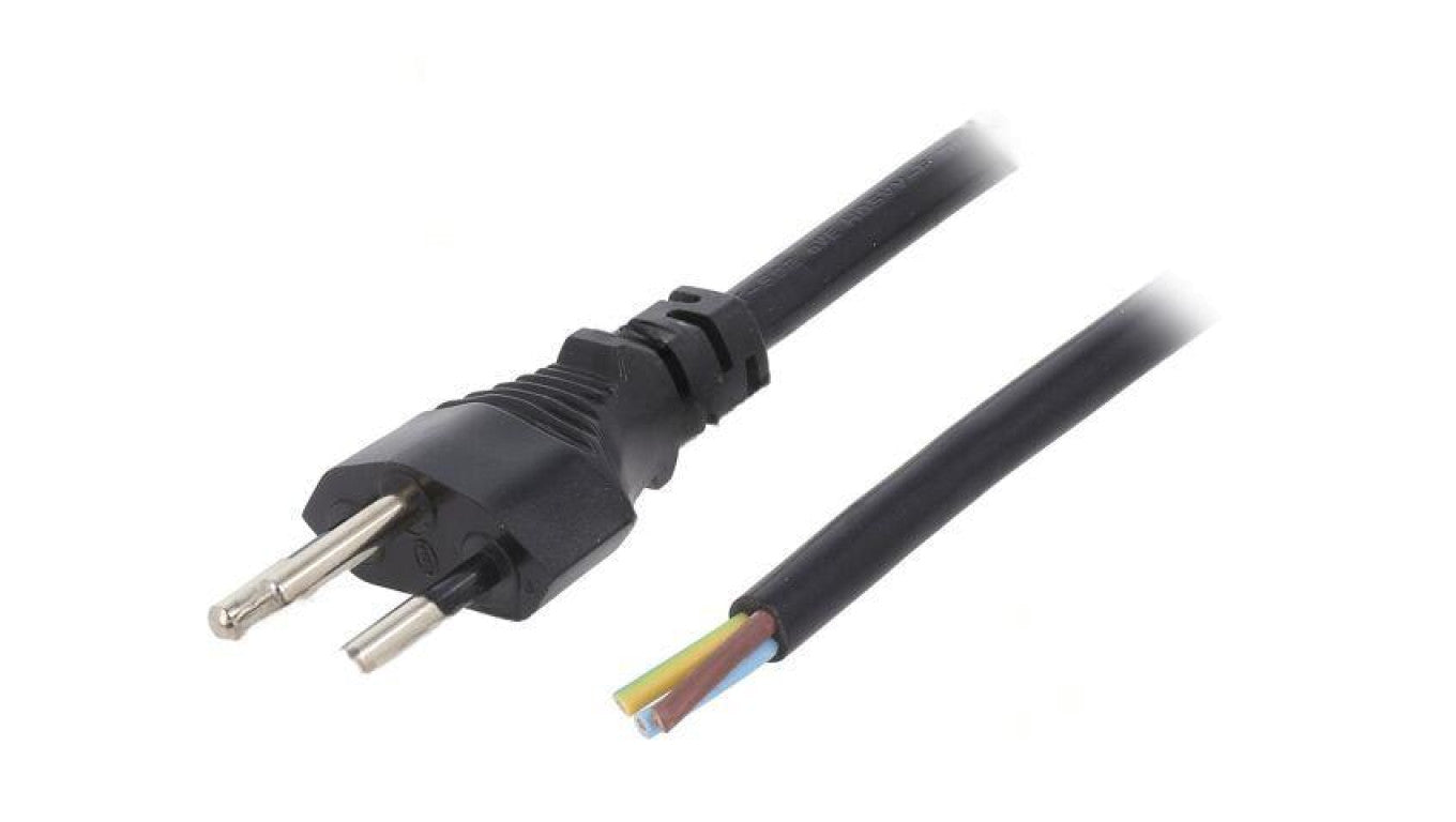 Kabel: 3x1mm2, przewody,SEV-1011 (J) wtyk, 1,8m, 10A LT-313 H05VV-F 3X1.0 BLK 1.8M END C
