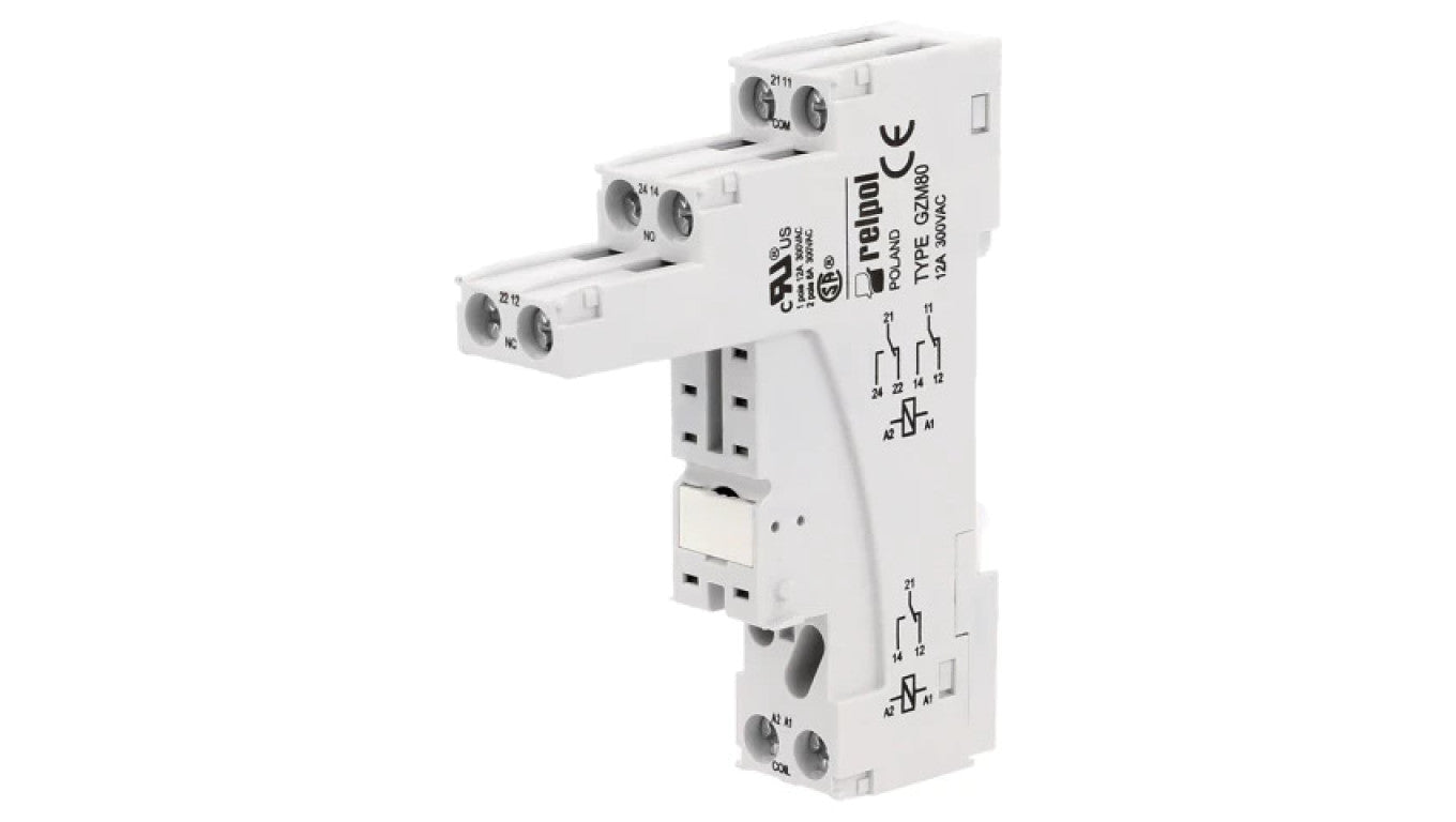 Podstawka PIN: 8 12A 300VAC na panel,na szynę DIN -40...70C GZM80