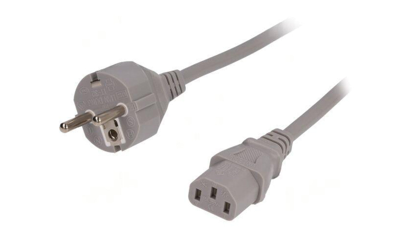 Kabel: 3x0,75mm2, CEE 7/7 (E/F) wtyk,IEC C13 żeński, 1,8m LT-312+501 H05VV-F 3X0.75 GRY 1.8M