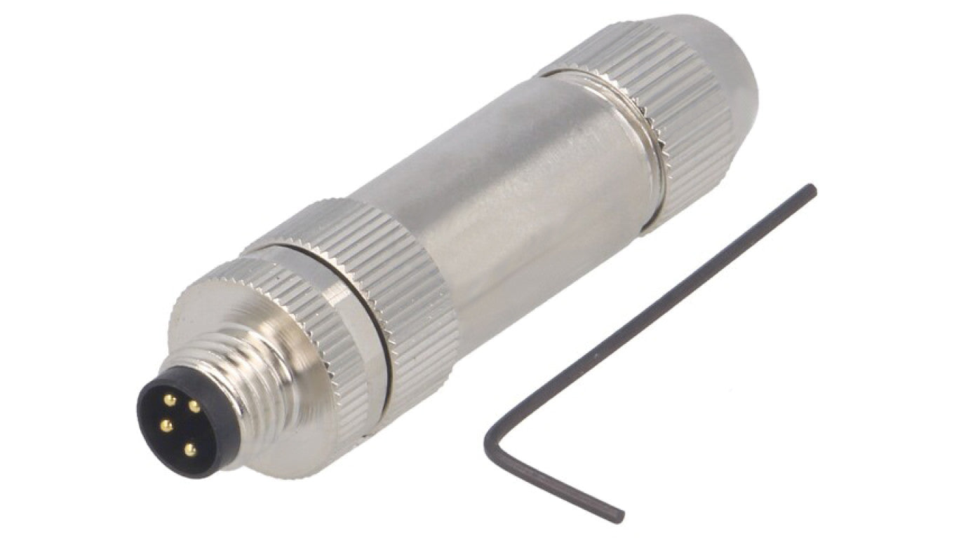 Złącze okrągłe M8 męskie proste ekranowane na zacisk 4-PIN 30V T4011019041-000