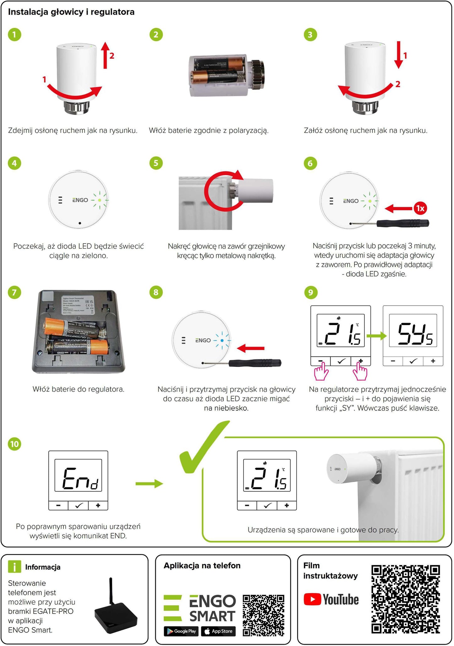 ENGO Controls Inteligentny zestaw ogrzewania (E25-BATB-4 + ETRV-M30)