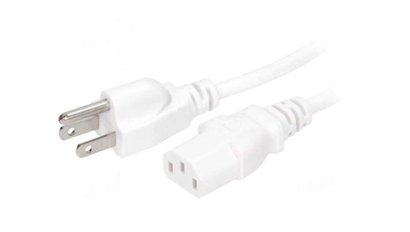 Kabel: 3x18AWG, IEC C13 żeński,NEMA 5-15 (B) wtyk, 5m LT-202+501 SVT 18/3 105C WHT 5M