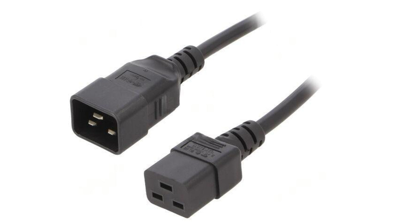 Kabel: 3x1,5mm2, IEC C19 żeński,IEC C20 męski, 3m LT-550+549 H05VV-F 1.5/3C BLK 3M