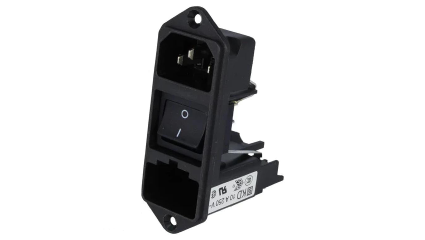Złącze zasilające AC gniazdo męskie 10A 250VAC IEC 60320 KD14.1101.151