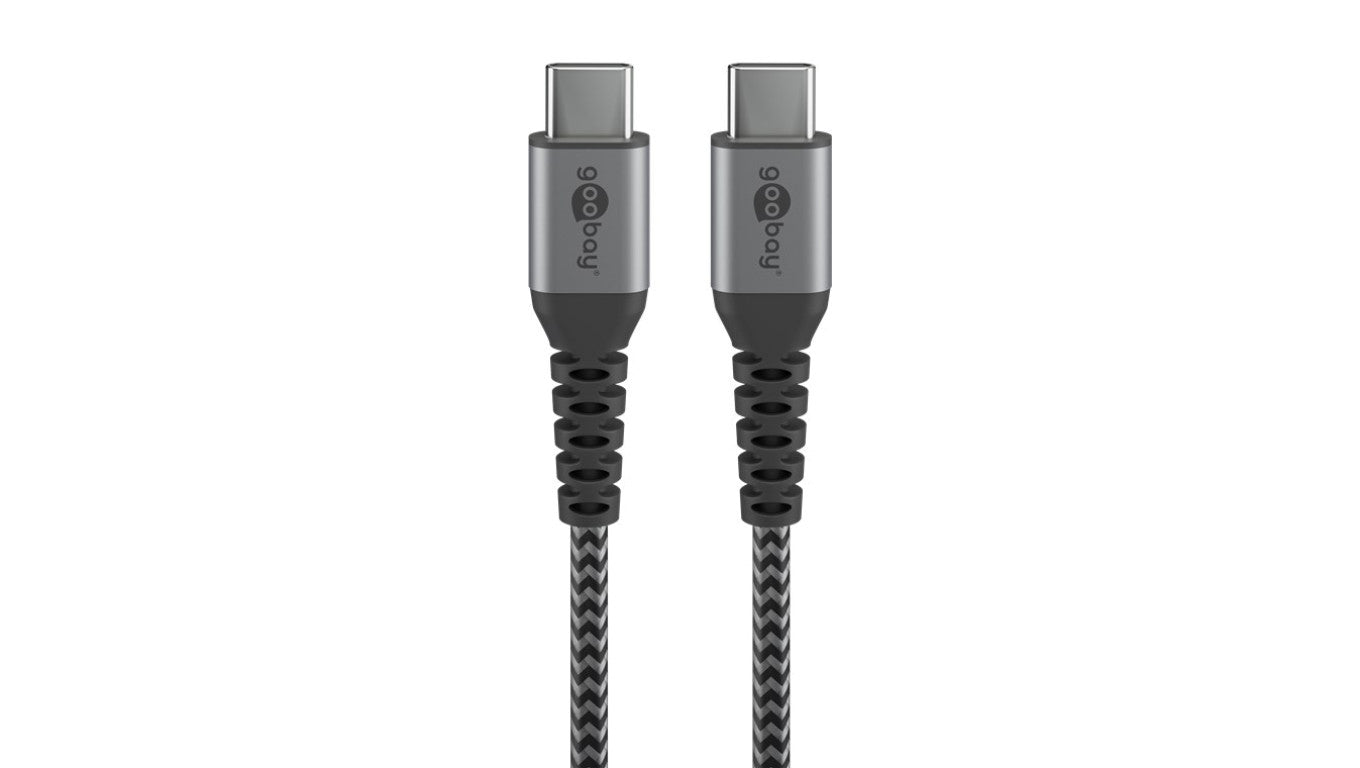 Kabel tekstylny USB-C™ na USB-C ™ z metalowymi wtyczkami ( szary / srebrny) 2 m - Długość kabla 2 m