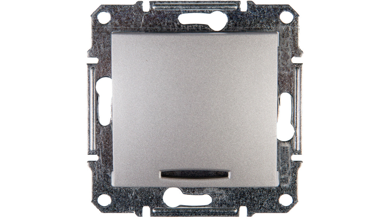 Sedna Łącznik jednobiegunowy 10AX z podświetleniem LED aluminium SDN1400160