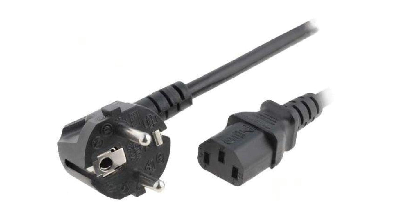 Kabel: 3x1mm2, CEE 7/7 (E/F) wtyk kątowy,IEC C13 żeński, 3m LT322+501 H05VV-F 3X1.0 3.0M BLK