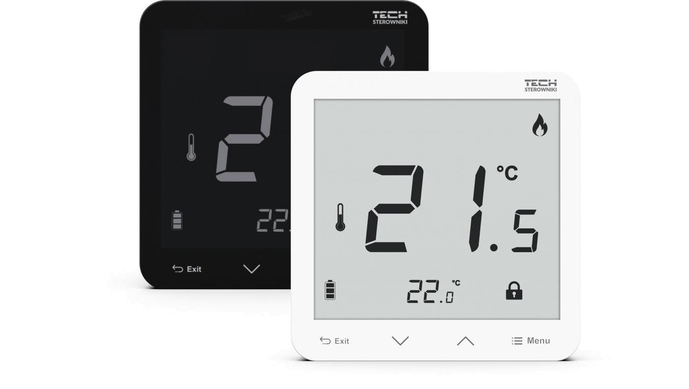 SINUM R-8pb PLUS Regulator pokojowy bezprzewodowy bateryjny dopuszkowy kolor czarny