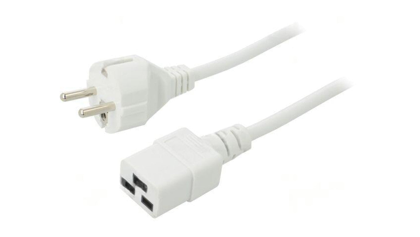 Kabel: 3x1mm2, CEE 7/7 (E/F) wtyk,IEC C19 żeński, 2m LT312+549 3X1.0 2.0M WHT