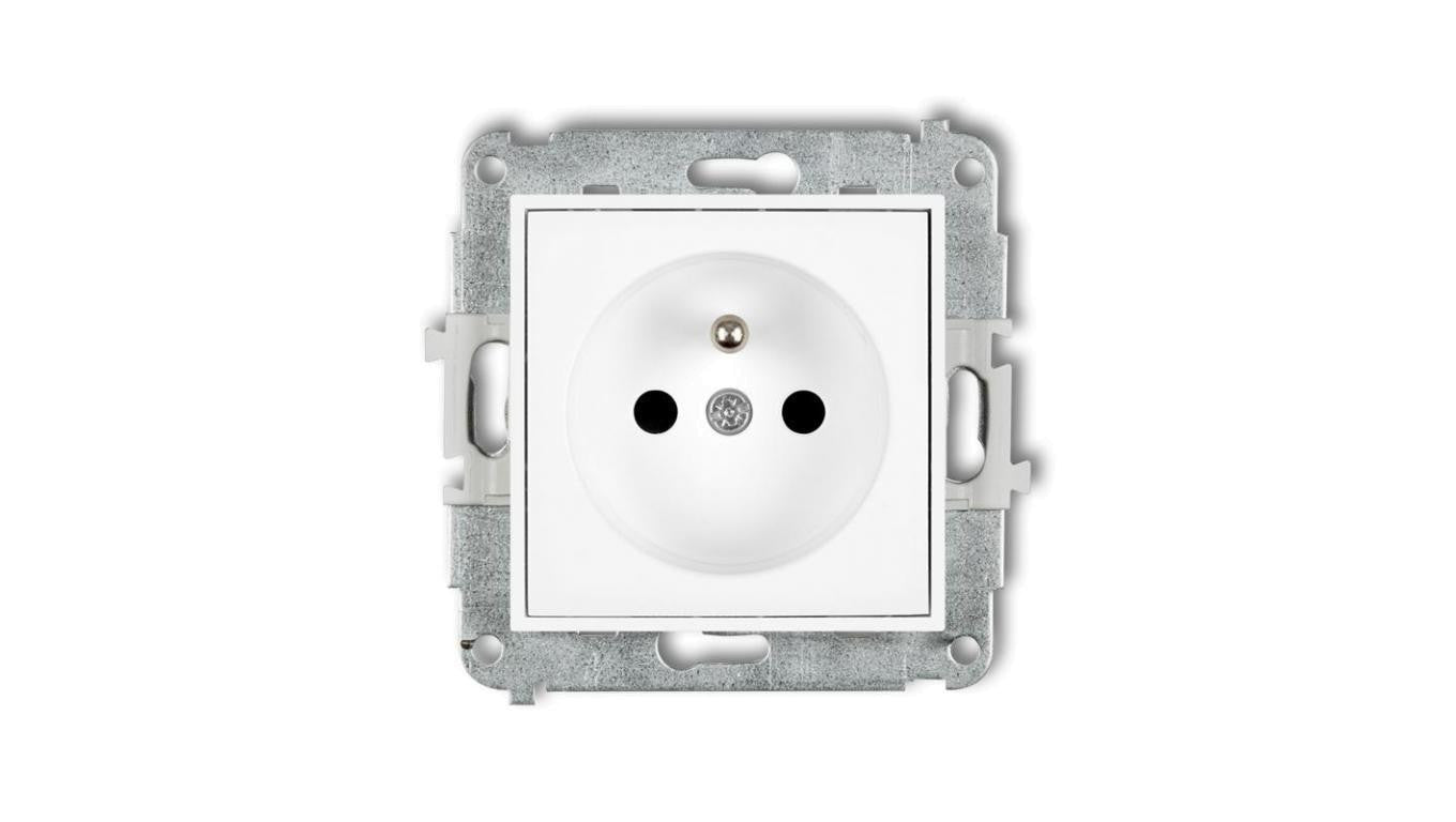 ICON Mechanizm gniazda pojedynczego z uziemieniem 2P+Z (przesłony torów prądowych) biały IGP-1zp