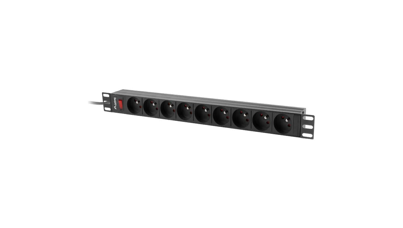 Listwa zasilająca RACK 19 1U 9 gniazd typ E z wyłącznikiem 3m LANBERG