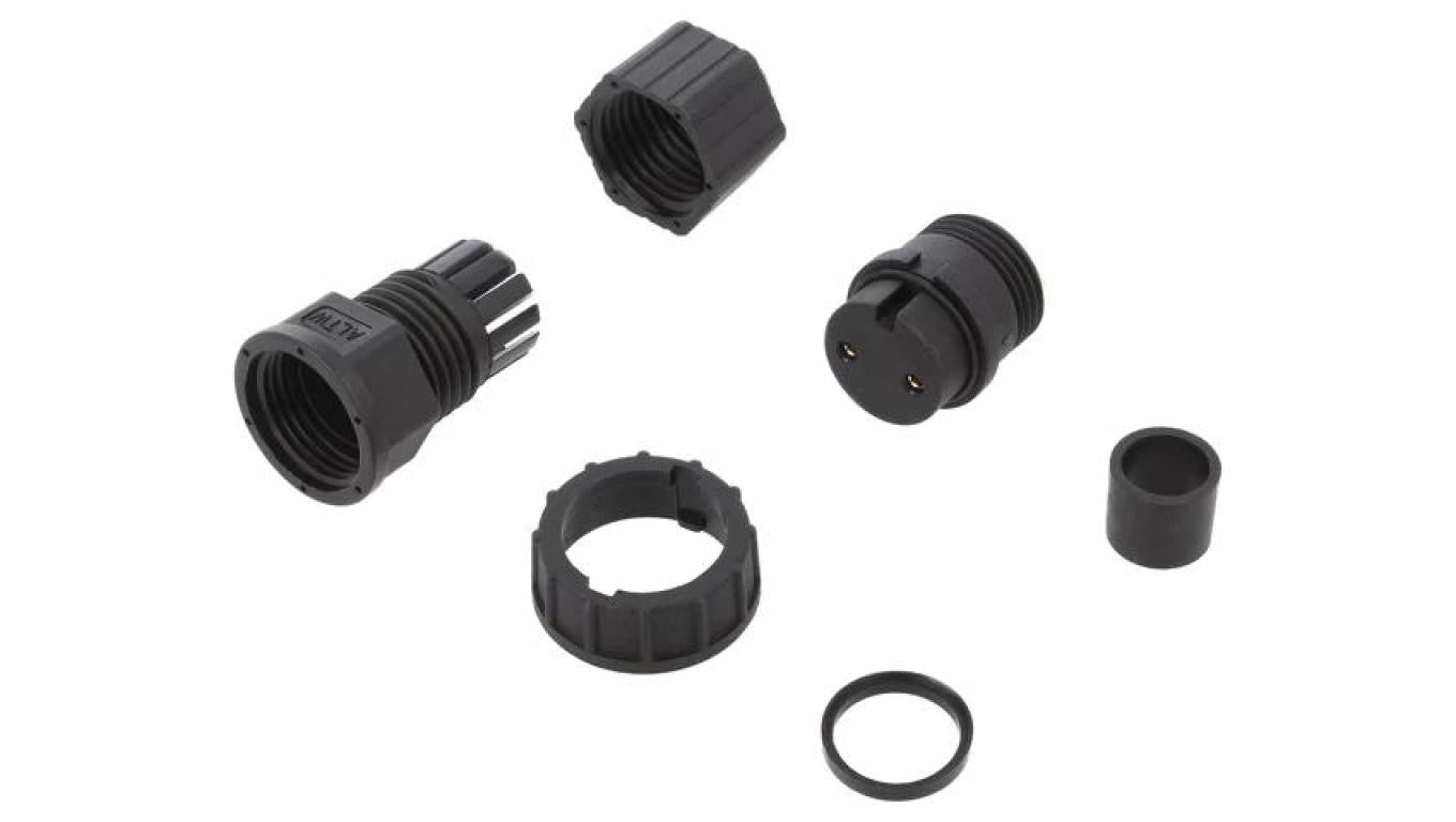 Złącze okrągłe wtyk rozmiar D żeński 2-PIN złocony 20A IP67 DC-02BFFB-LL7001