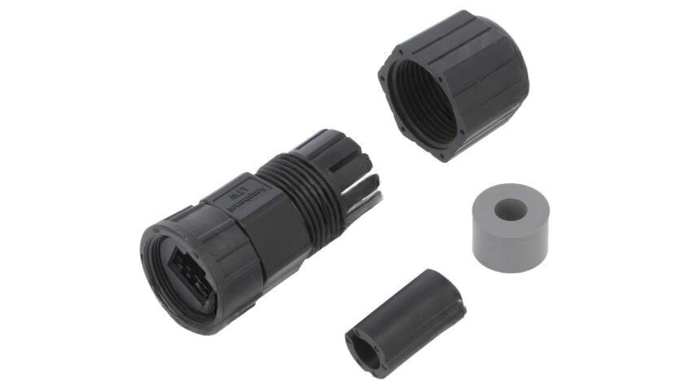 Obudowa złącza RJ45 prosta, plastikowa, na przewód, z gwintem wewnętrznym, skręcana IP67 RCP-00BMMS-SLM7001