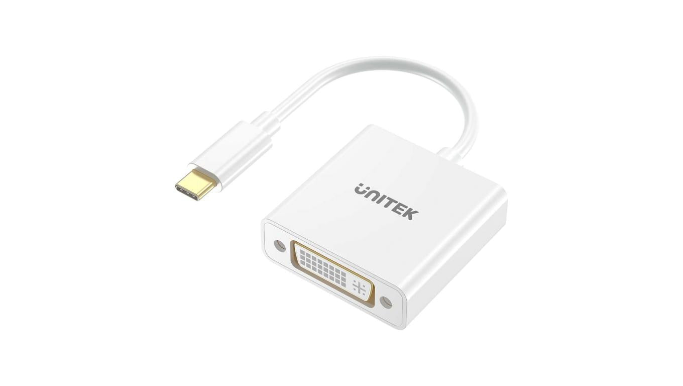 Unitek Adapter USB-C na DVI 1080P@60Hz, biały, 15cm