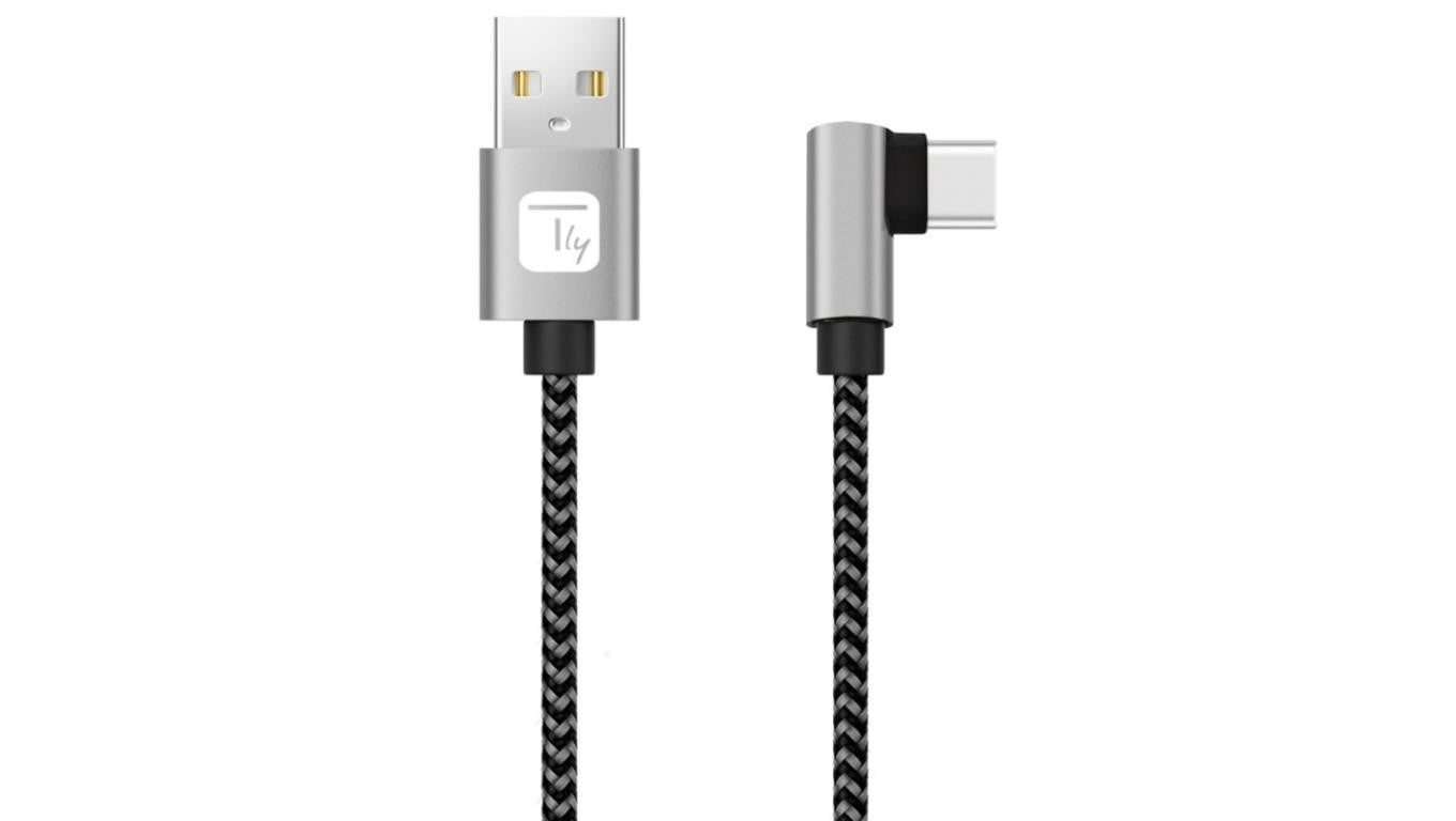Kabel USB 2.0 USB-A na USB-C kątowy 3A czarno-szary oplot ICOC MU2AC9-020-AL /2 m/