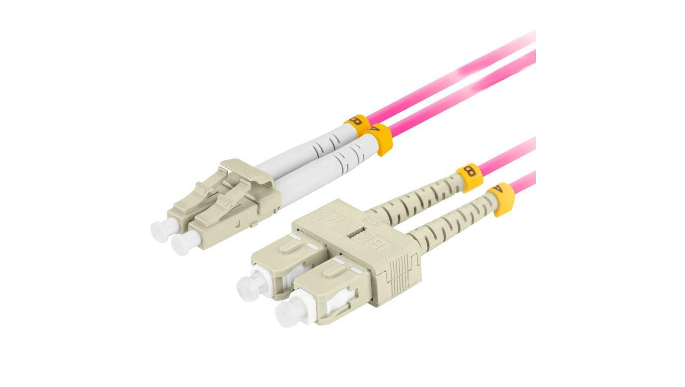 Patchcord światłowodowy MM LC/UPC-SC/UPC duplex 3mm OM4 purple 5m LANBERG