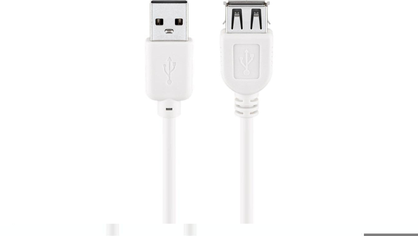 Przedłużacz USB 2.0 Hi-Speed, Biały - Długość kabla 3 m