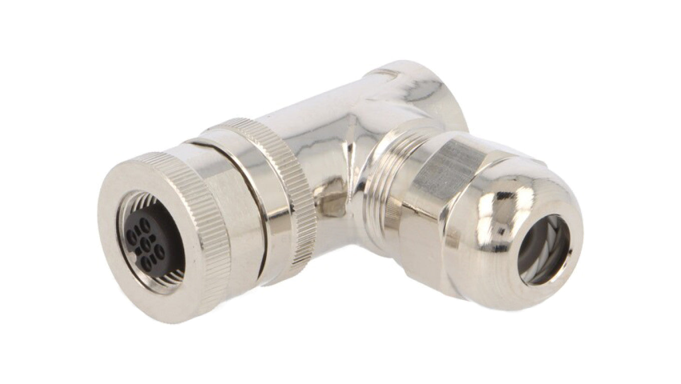 Złącze okrągłe M12 żeńskie kątowe ekranowane 5-PIN 60V PG7 T4112011051-000