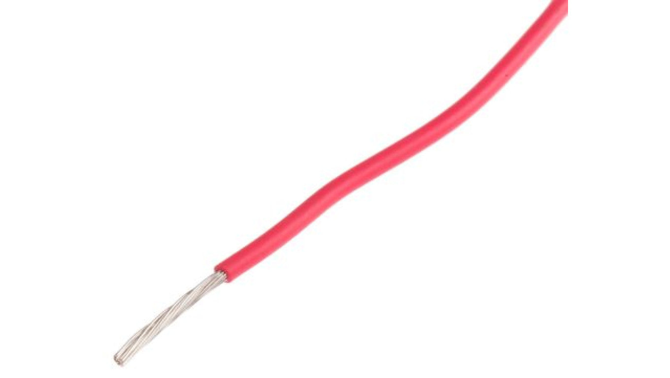 Przewód o podwyższonej odporności PVC Czerwony, 100m 0,6 mm² 19/0,2 mm, 250 V, -40 → +105C, Ø 1.9mm, RS PRO
