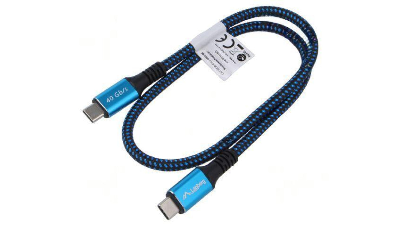 Kabel USB 4.0 USB C wtyk z obu stron złocony 0,5m pudełko CA-CMCM-45CU-0005-BK