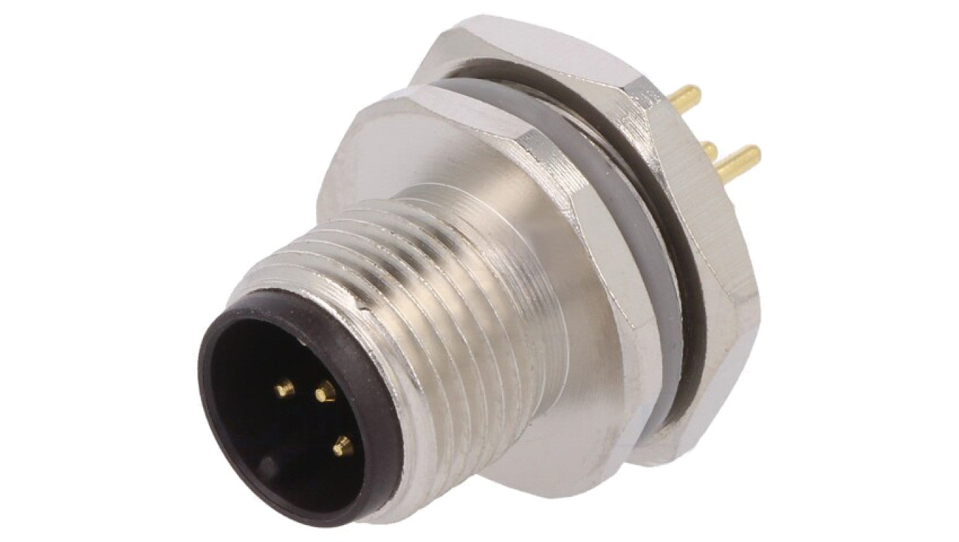 Złącze okrągłe M12 męskie proste montaż THT 5-PIN 60V T4142012051-000