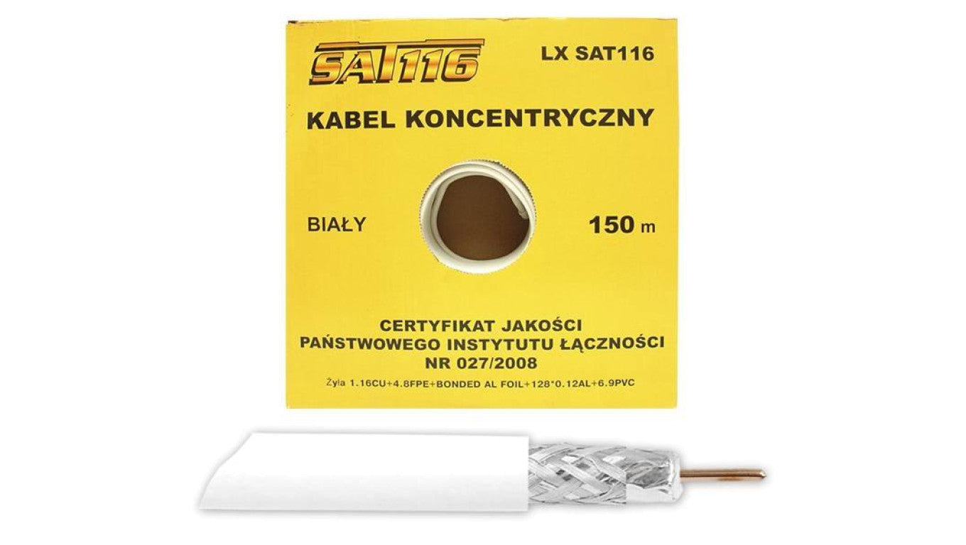 Przewód koncentryczny antenowy RG-6 Pro 1,16Cu SAT116 150m
