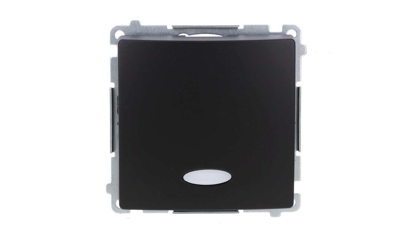Simon Basic Łącznik jednobiegunowy z podświetleniem LED (moduł) 10AX, 250V, szybkozłącza, czarny BMW1L.01/49