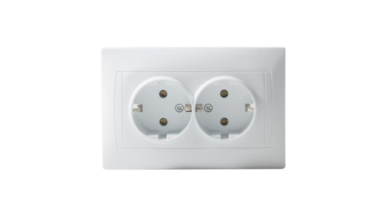 Gniazdo podwójne 2x2P+Z SCHUKO LUNA, 16A-250V~, białe