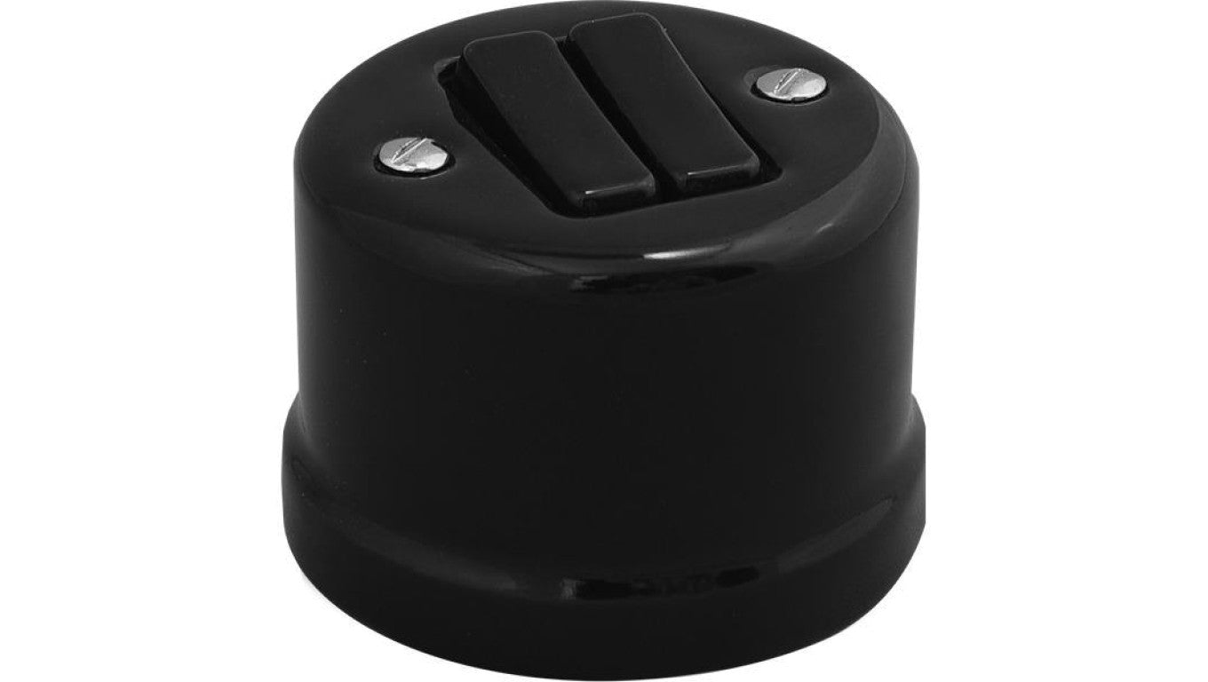 Łącznik podwójny natynkowy Retro ceramic 10A-250V~, czarny