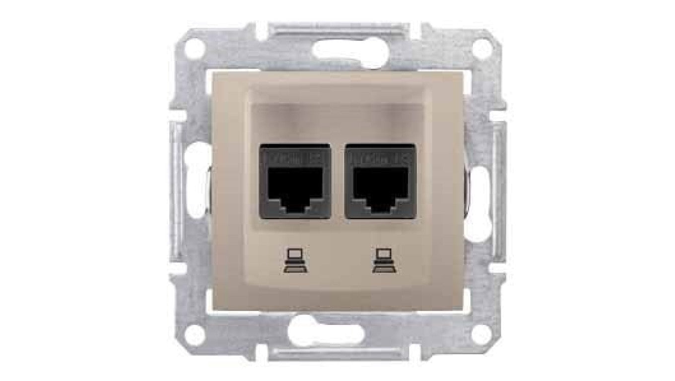 Sedna Gniazdo komputerowe podwójne RJ45 kat.5e UTP satynowe SDN4400168