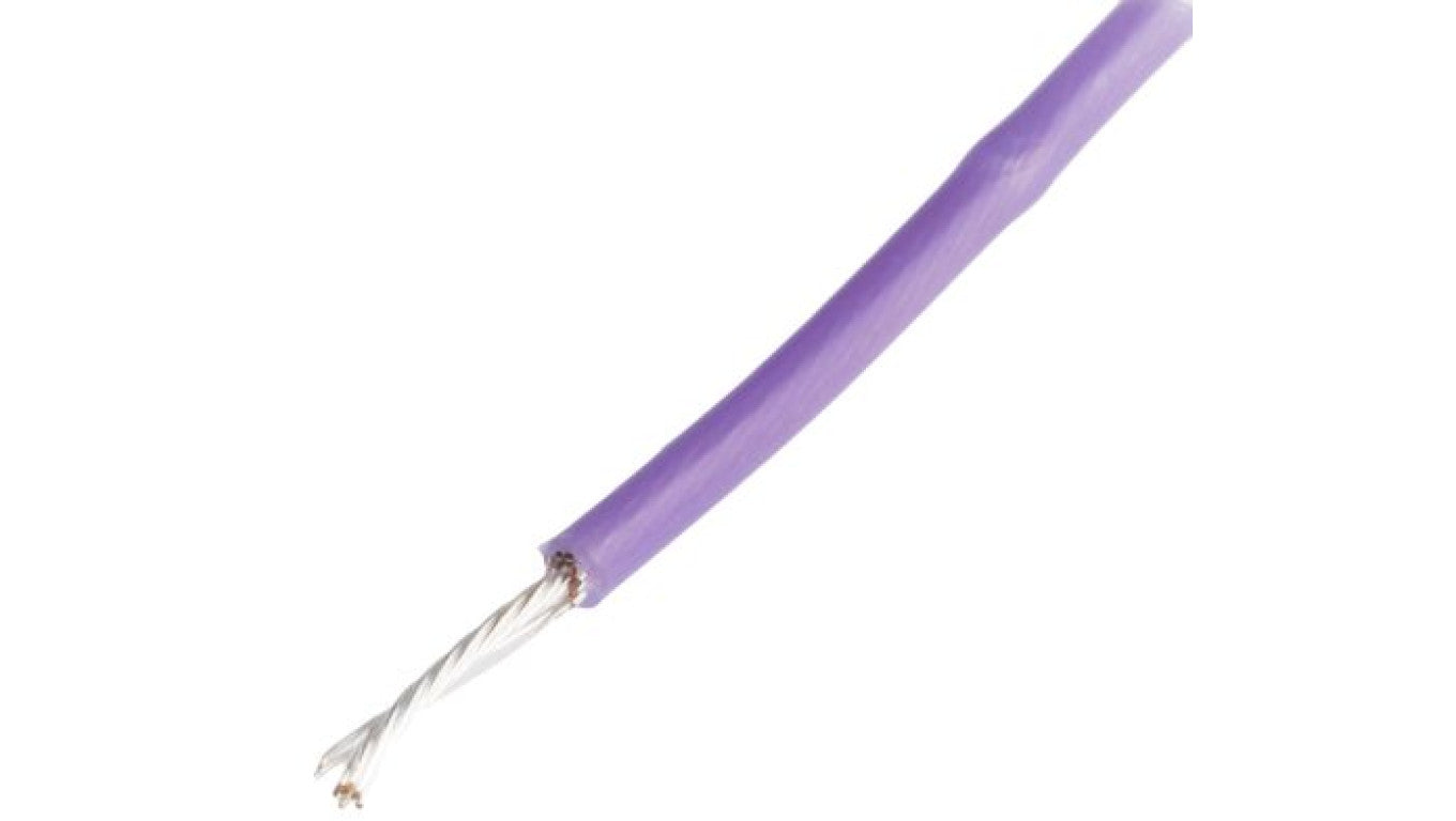 Przewód o podwyższonej odporności PTFE Fioletowy, 100m 0,6 mm² 19/0,2 mm, 600 V, -75 → +200C, Ø 1.6mm, RS PRO