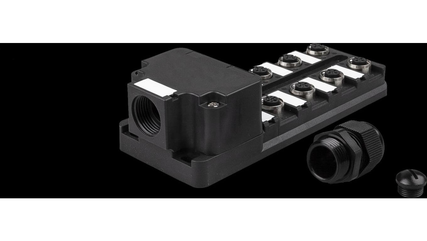 Rozdzielacz, 8x M12 5-PIN, PBT, M20 x 1,5 VK000009