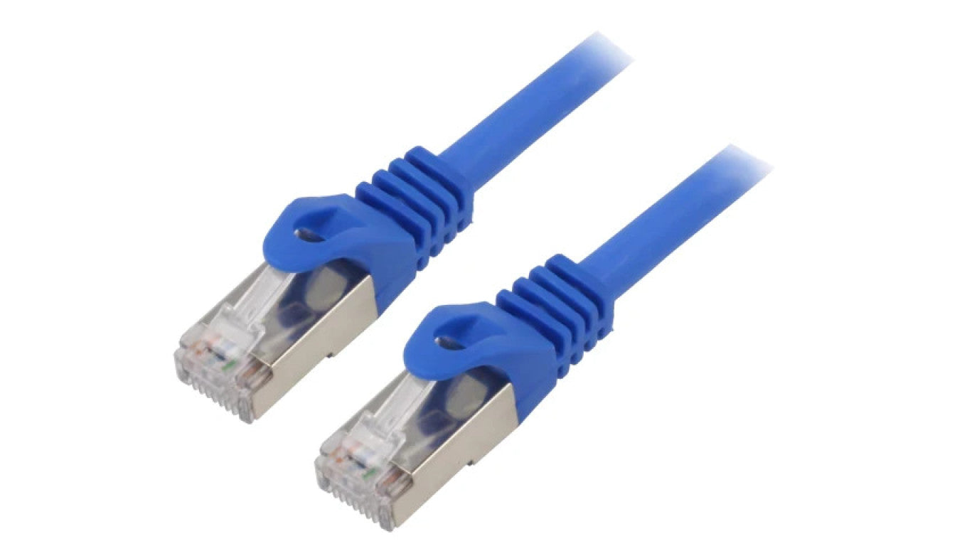 Patch cord S/FTP 6a drut Cu LSZH niebieski 10m 27AWG PP6A-LSZHCU-B-10M