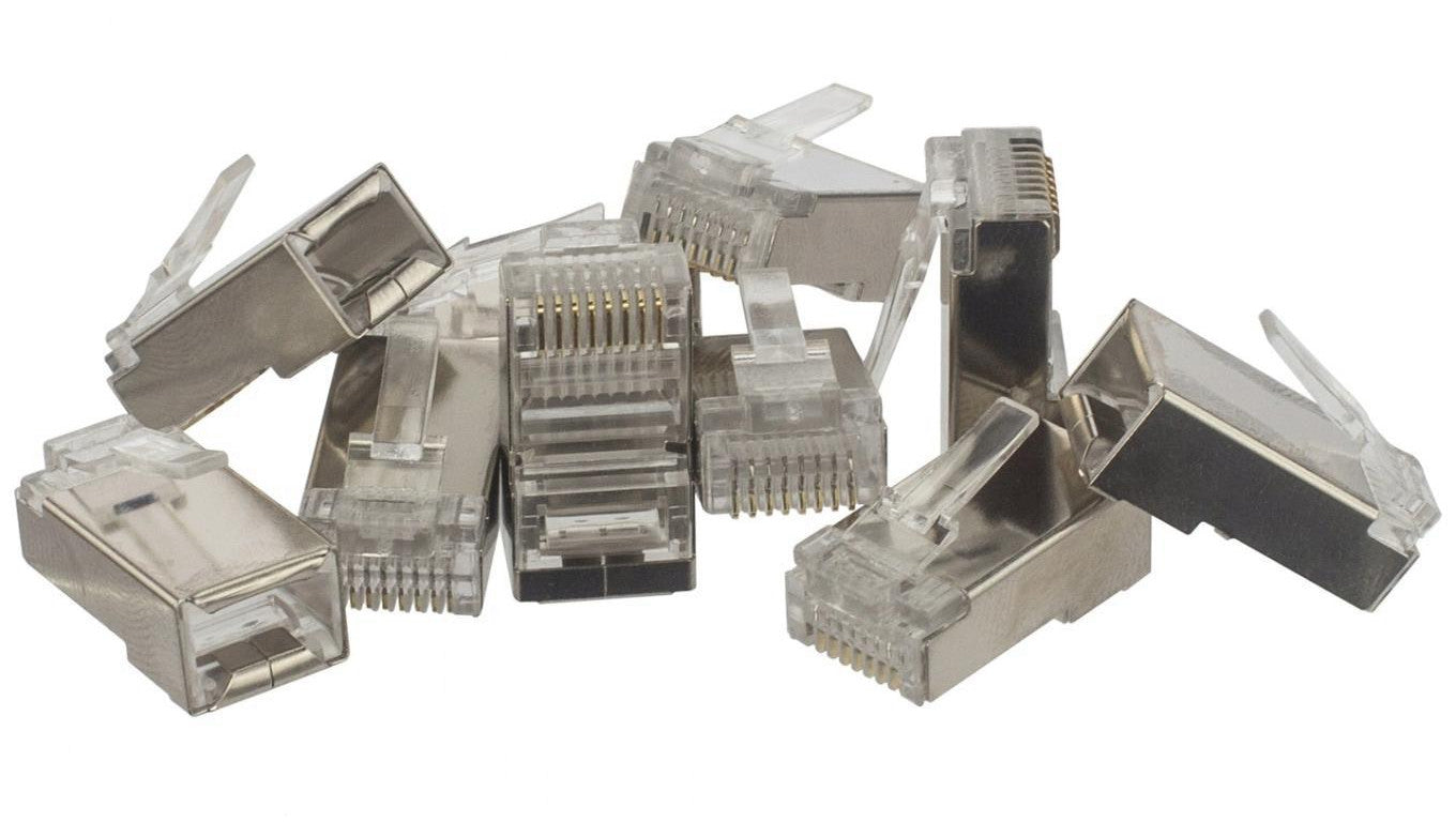 Wtyk modularny RJ45 8P8C kat.5e ekranowany FTP uniwersalny drut linka przelotowy NEKU opakowanie WORECZEK 10szt.