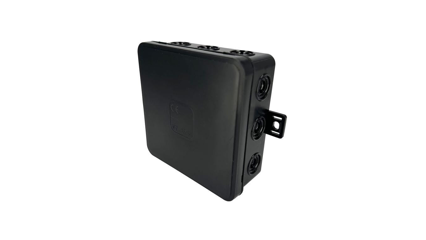 Puszka hermetyczna natynkowa elastyczna 100x100x41mm 12-wlotowa, zamknięcie na klik IP54 czarna EDO
