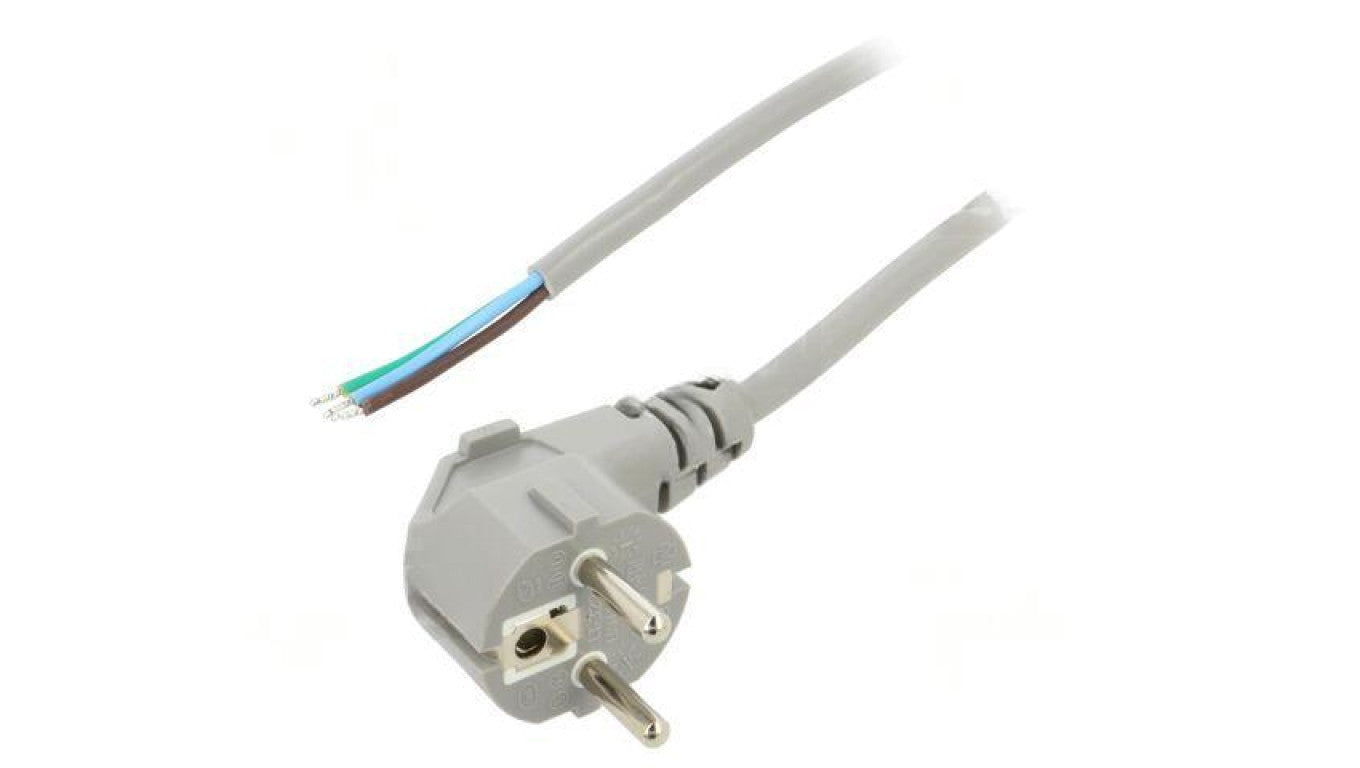 Kabel: 3x1mm2, CEE 7/7 (E/F) wtyk kątowy, 5m LT322 H05VV-F 3X1.0 5M GRY
